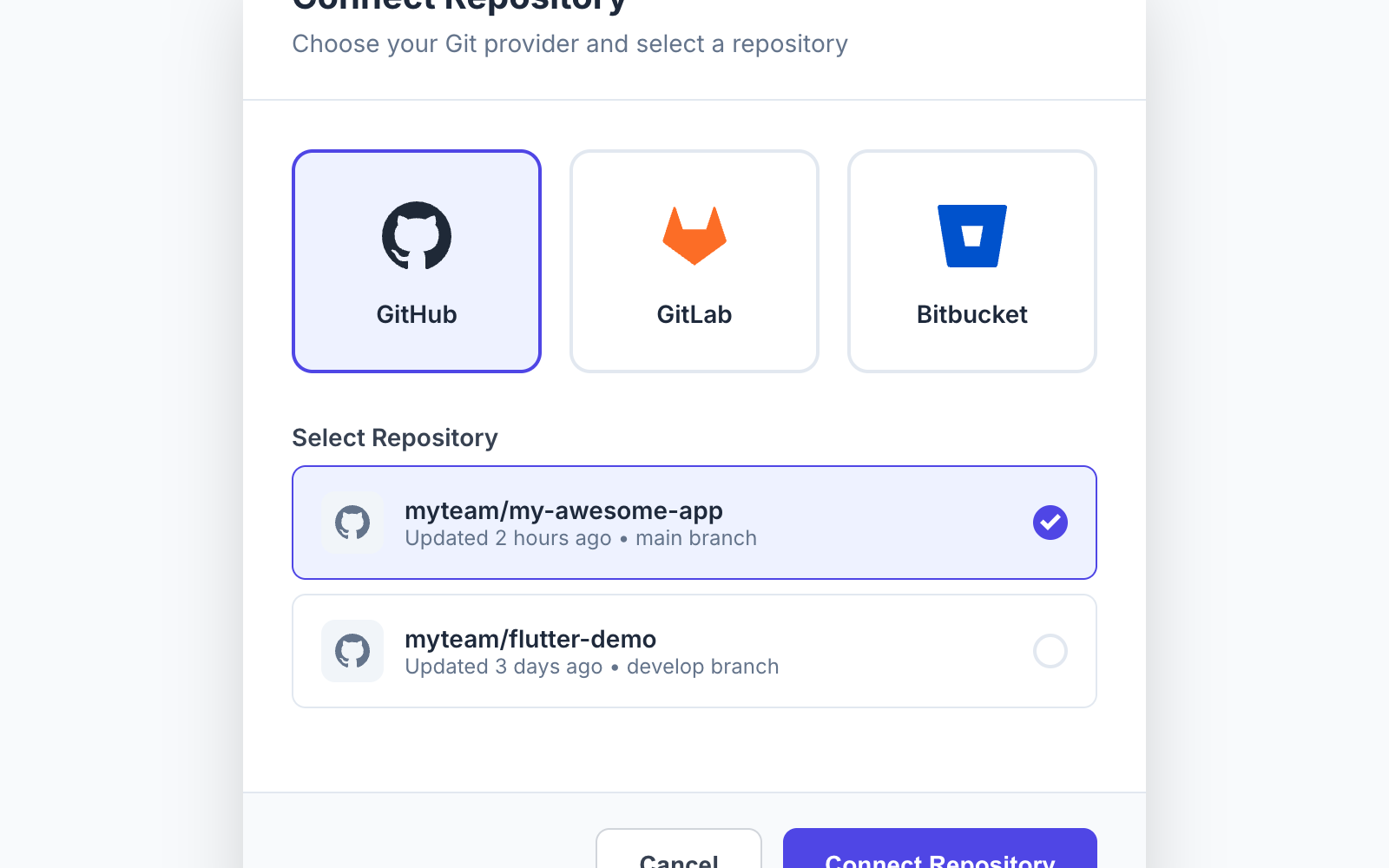 Connect Git repository